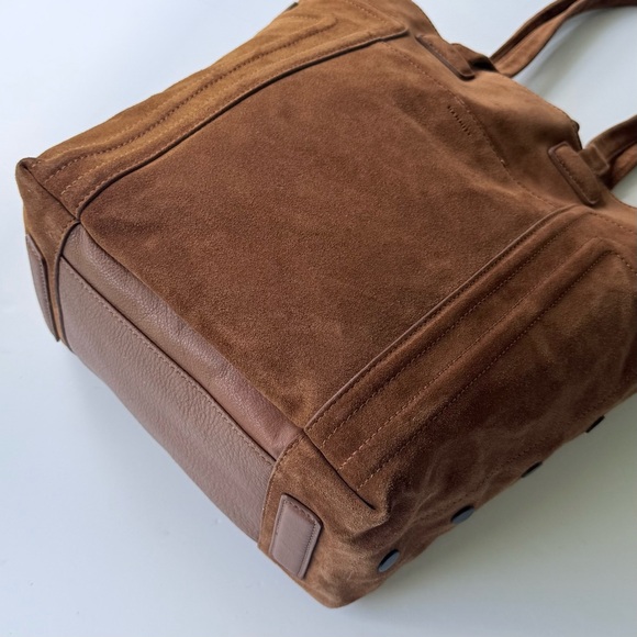 Hammitt Otis Tote Bag in Mahogany Brushed Suede w/ Leather Trim - Picture 7 of 16